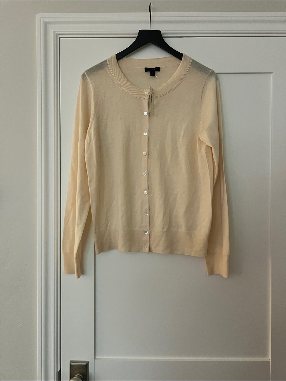 J. Crew Cream Button-Front Lightweight Cardigan